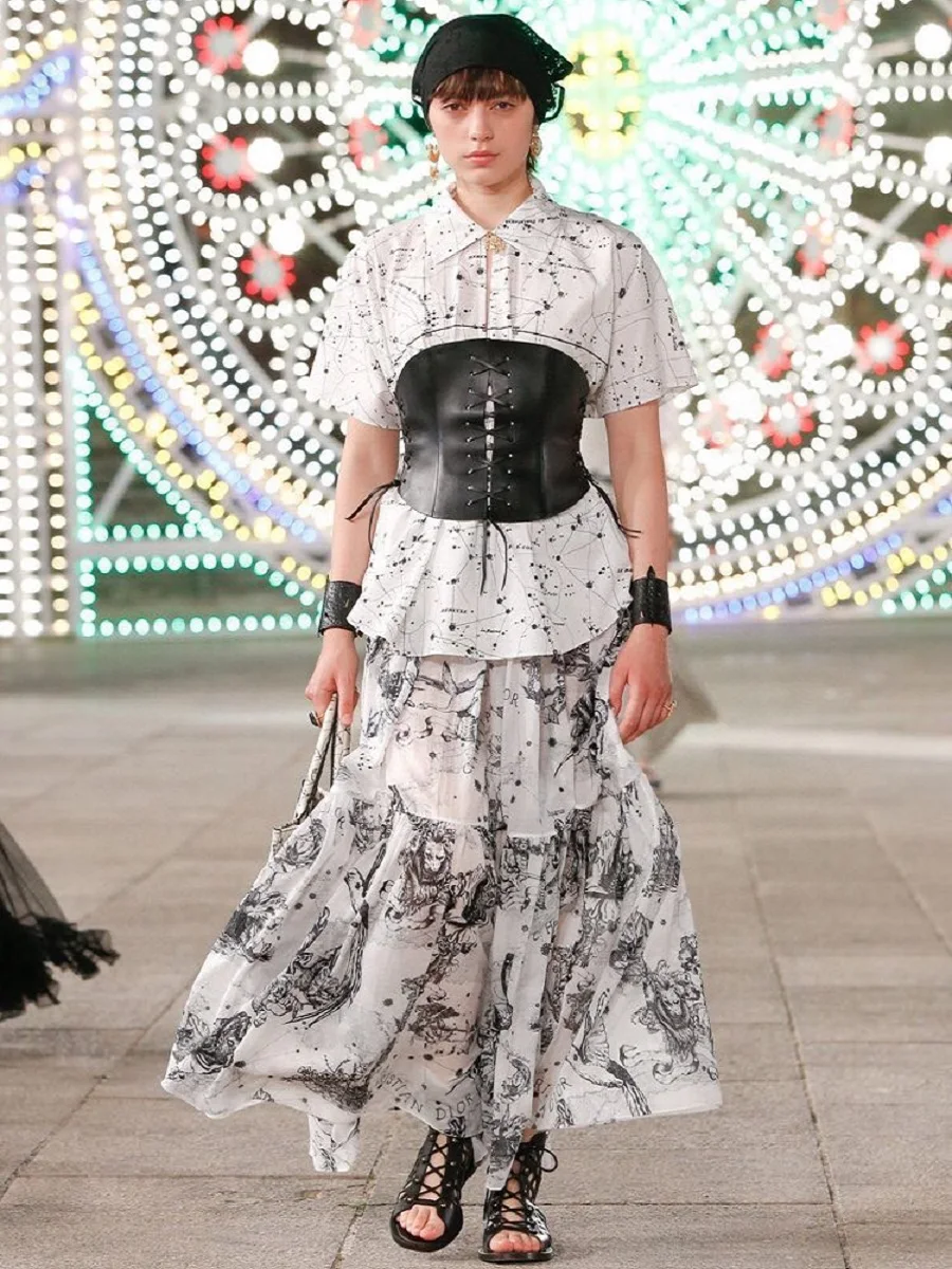 

Женская плиссированная юбка с завышенной талией, Хлопковая универсальная юбка с объемным принтом, большие размеры XL, лето 2020