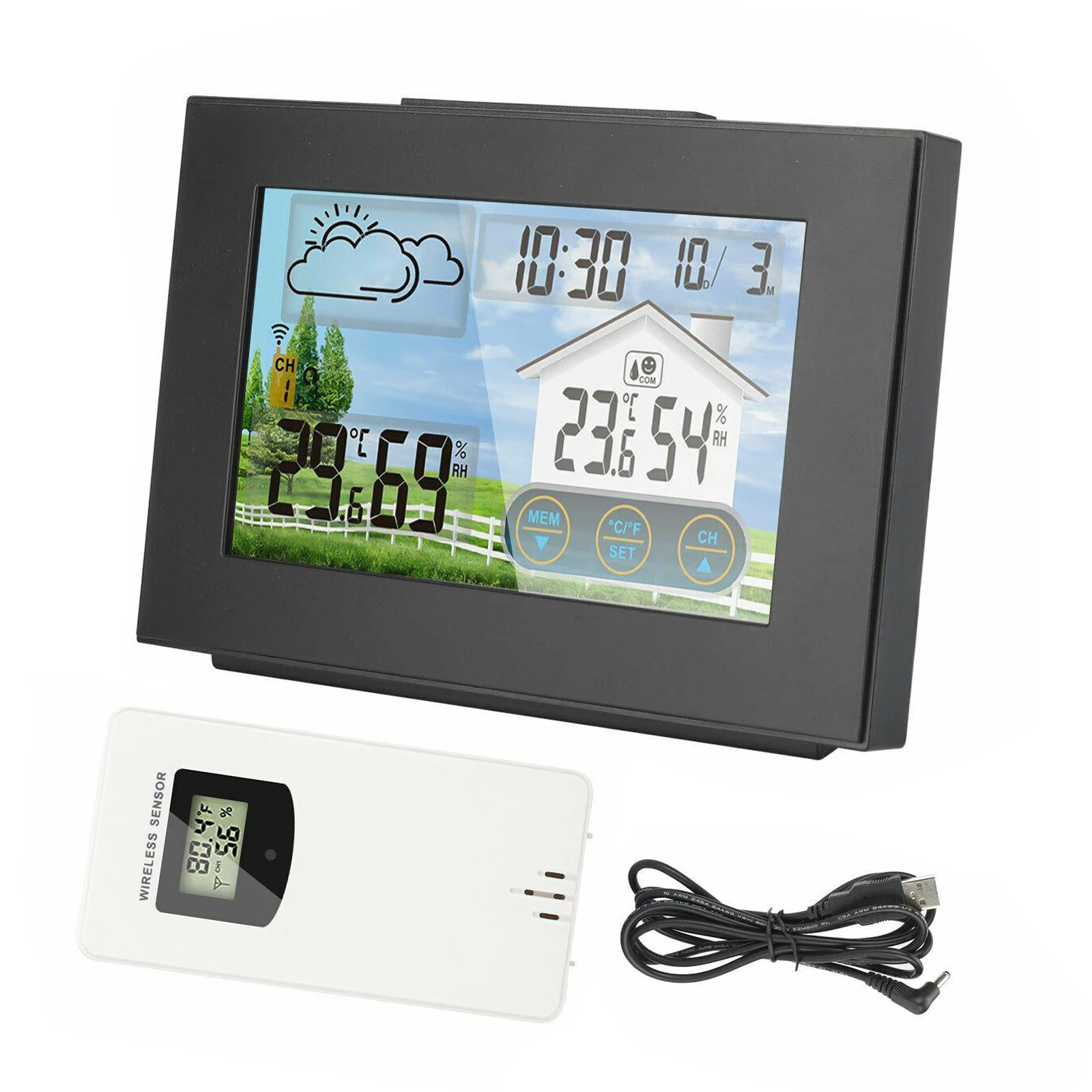

Wireless Forecast Station LCD Weather Station Clock with Humidity Outdoor