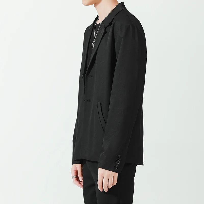 

2021 Men's Casual High Quality Black Suit Jackets Fashion Loose Blazers Lapel Collar Brown Outerwear Western-style Clothes M-XL