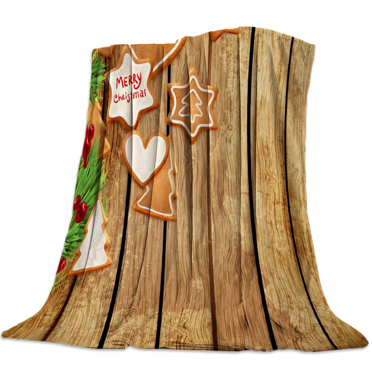 Рождественская елка имбирный печенье деревянная доска печатное фланелевое