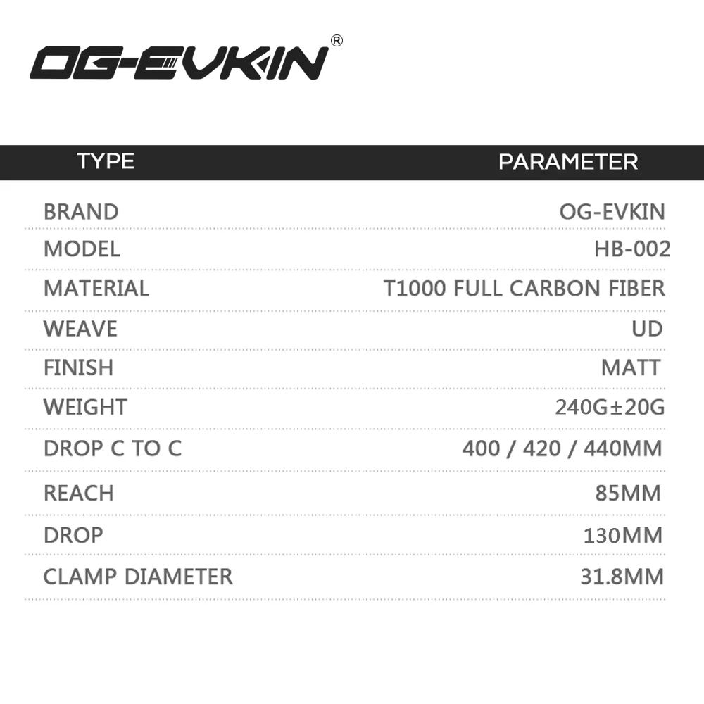 OG-EVKIN HB-002 AERO руль из углеродного волокна, 31,8 мм 400/420/440 мм шоссейный велосипед/MTB руль для велосипеда из углеродного волокна, шоссейный велосипед ручка бар руль велосипеда Запчасти