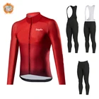 Комплект велосипедной одежды Ralvpha, Красная Зимняя флисовая одежда для горных велосипедов с длинным рукавом, 2021