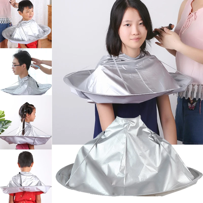 

Family Barbers Cape Cloak Salon Hair Cutting Trimming Cover Umbrella Folding Haircut Tool EY669