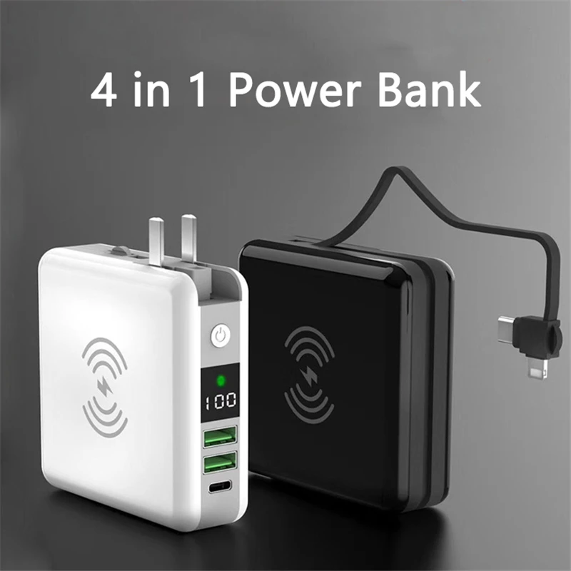

Внешний аккумулятор 4 в 1, USB Type-C, 10000 мАч, для iPhone, Xiaomi