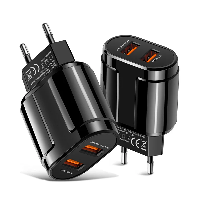 Два порта USB зарядное устройство 5В 2.4A дорожный настенный адаптер мобильный