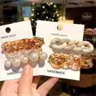 Набор женских заколок для волос Ruoshui, с цепочкой, шпильки с жемчугом