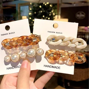 Набор женских заколок для волос Ruoshui, с цепочкой, шпильки с жемчугом