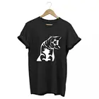 Крутая хлопковая Футболка COOLMIND унисекс с принтом кошки, Повседневная Свободная Хлопковая женская футболка, женская футболка с коротким рукавом, футболки