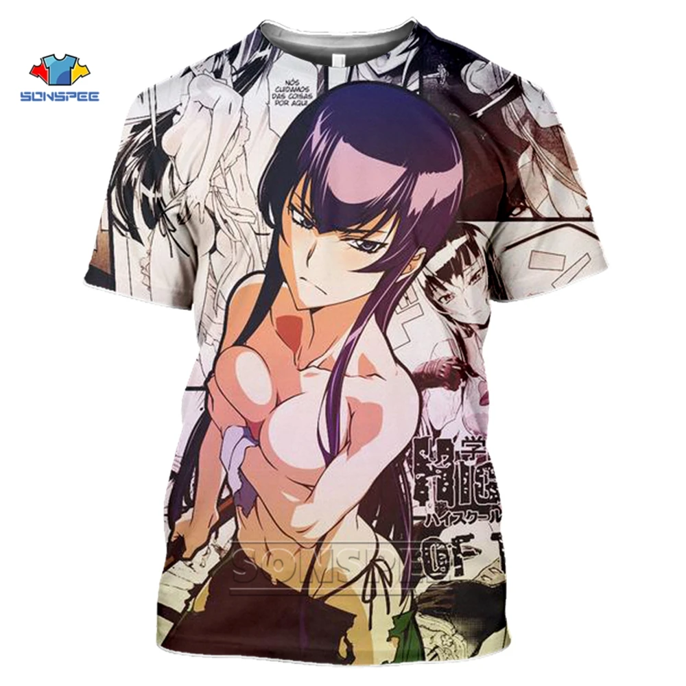 

Сексуальная японская футболка SONSPEE с героями аниме «старшая школа мертвецов», женские летние белые рубашки с 3D принтом и коротким рукавом, у...