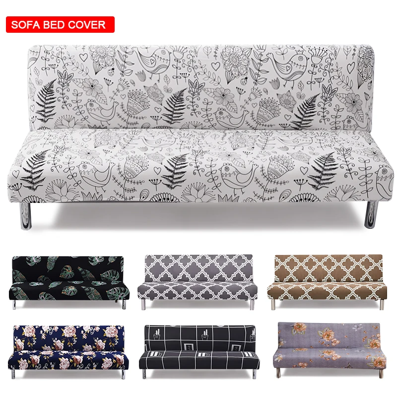 Эластичный чехол для раскладного дивана без подлокотников с принтом, современная растяжимая защита дешево для дома и отеля.