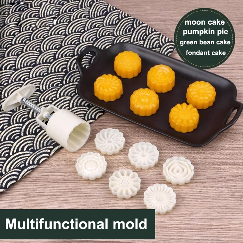 1SET baking Mid-autumn moon cake mold Plastic fondant mung bean pumpkin hand pressing pastry embossing | Дом и сад