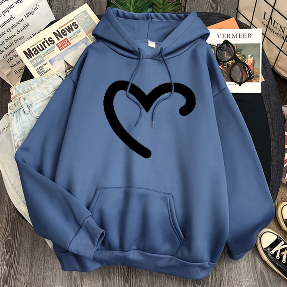 

Милые толстовки с капюшоном, свитшот, женская одежда в стиле оверсайз с рисунком сердца, готическая одежда, зимние корейские модные Мультяш...