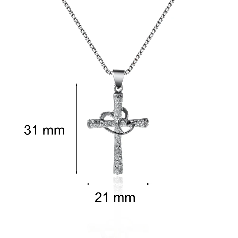 

XUFAN Fashion Female Heart Cross Pendants Gold Color Crystal Jesus Cross Pendant Necklace Jewelry for Men/Women Wholesale