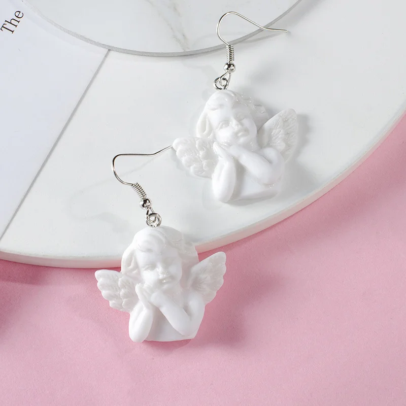 

Cute Cupid Angel Pendant Drop Earring Vintage Angel Drop Earrings Punk Jewelry For Cool Women Girl Friendship Gifts