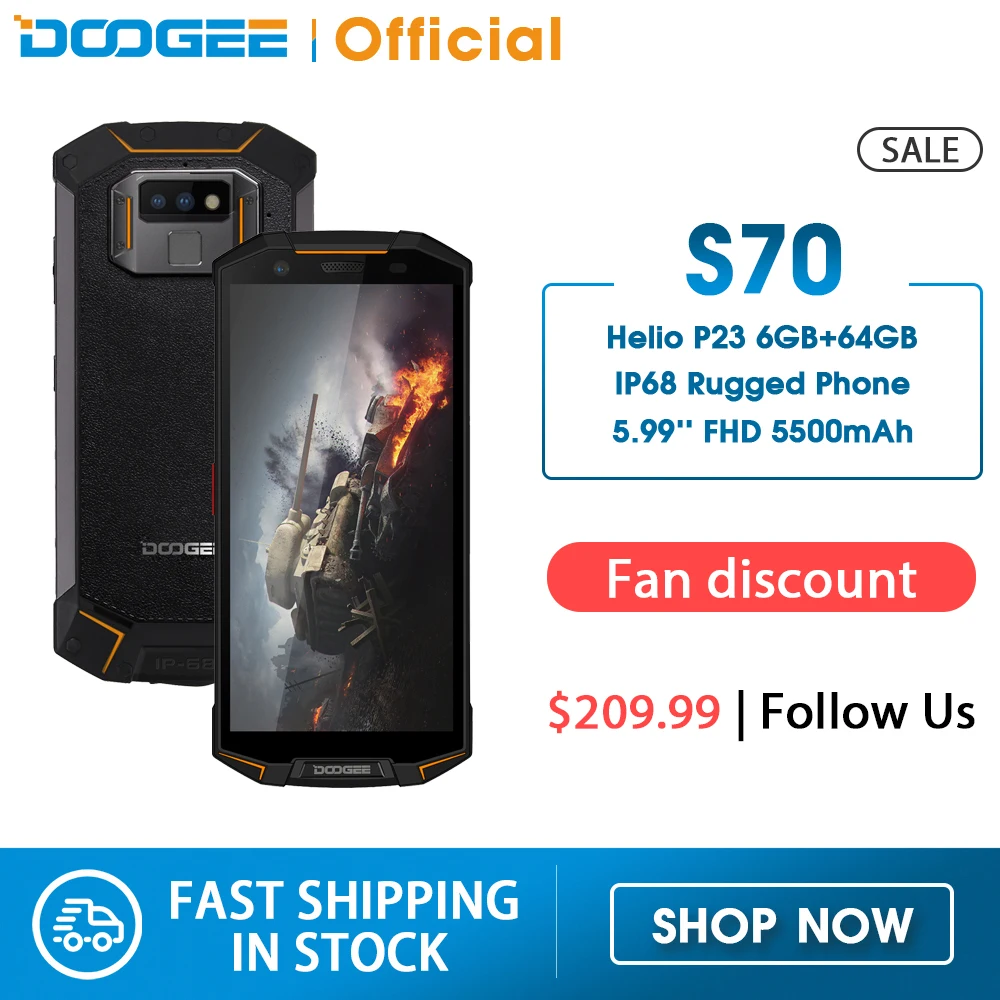 DOOGEE S70 игровой телефон IP68/IP69K водонепроницаемый беспроводной заряд NFC 5500 мАч 12V2A