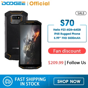 DOOGEE S70 игровой телефон IP68IP69K водонепроницаемый беспроводной заряд NFC 5500 мАч 12V2A Быстрая зарядка 5,99 FHD Helio P23 Восьмиядерный 6 ГБ 64 ГБ