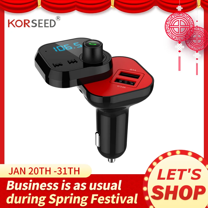 Комплект беспроводной громкой связи KORSEED Bluetooth fm передатчик аудио AUX 3 6a быстрое