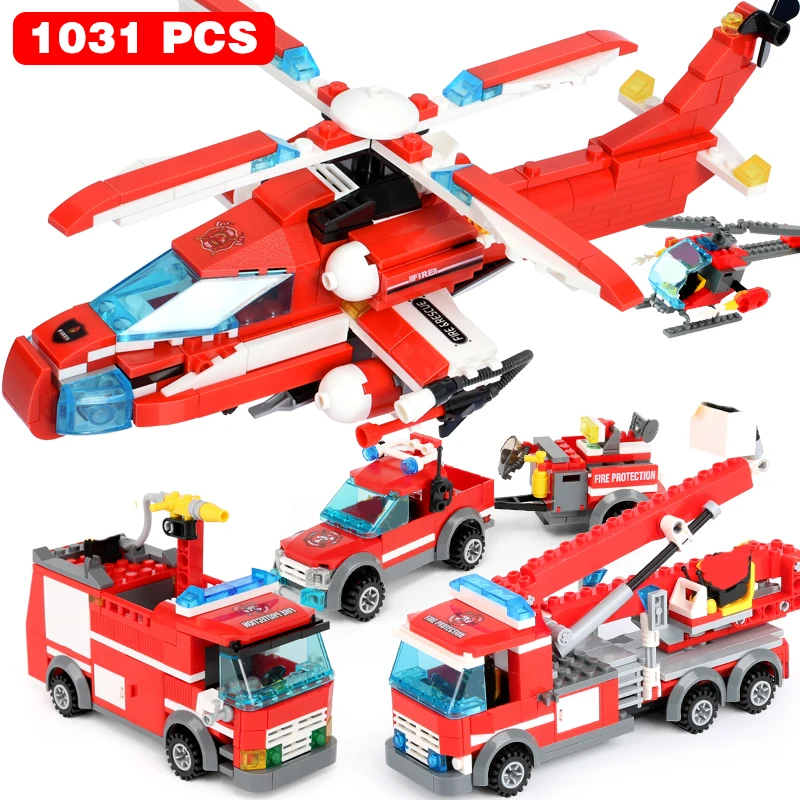 

1123pcs Fire Station Classic Model Blocks City Construction Building Block Bricks Educational Toys For Children Gift