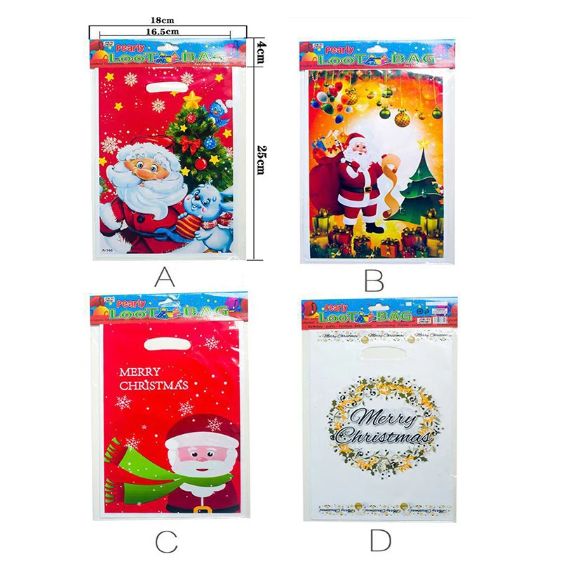 

10Pc/set Christmas Candy Packaging Bag Xmas Wrapping Pouch Gift Bags Decorations