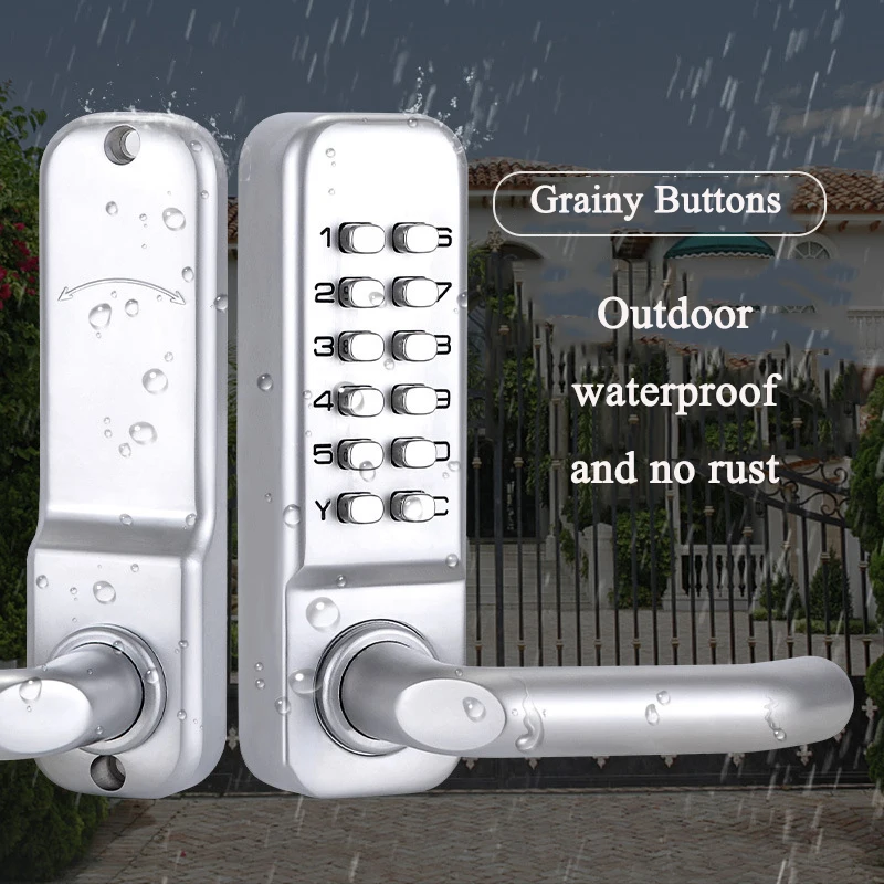 Серебряный Длинная Ручка Бесключевой Механический Цифровой Дверной Замок