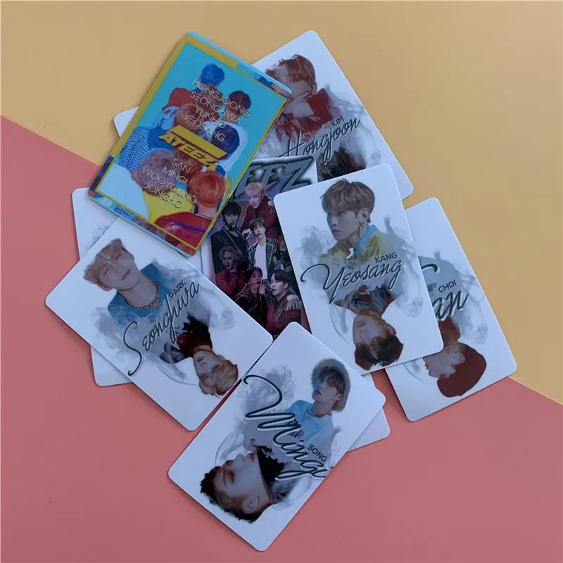 

10 Pcs / Set ATEEZ HONG JONG YUNHO WOO YOUNG Crystal Bus Card Sticker High Quality ATINY Peripheral Postcard For Fans Gifts
