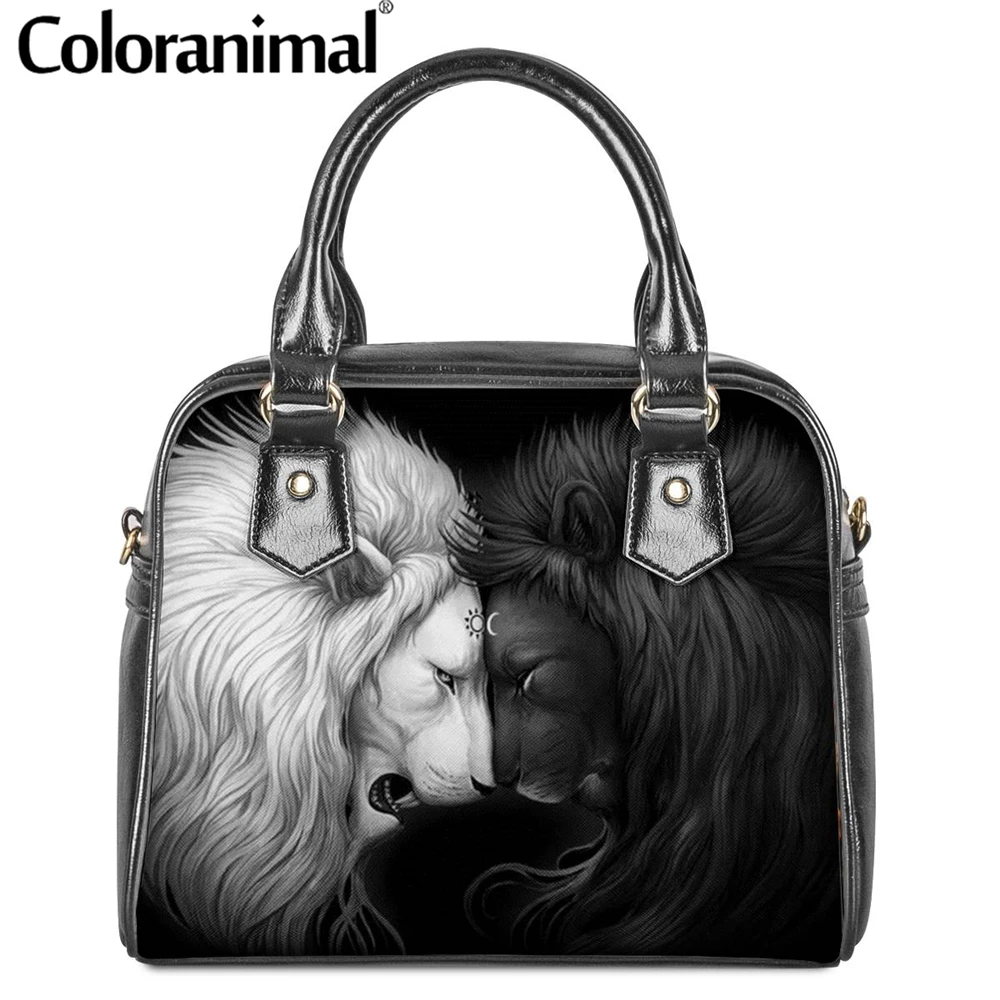 Coloranimal Женская Повседневная Сумка-тоут сумки на плечо классного льва Черный и