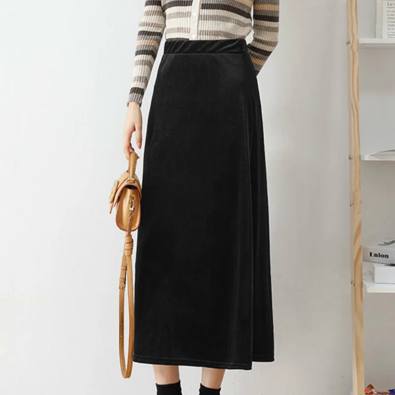 

Женские юбки с Боковым Разрезом, однотонные удобные стильные минималистичные осенние Универсальные женские темпераментные юбки с высокой ...