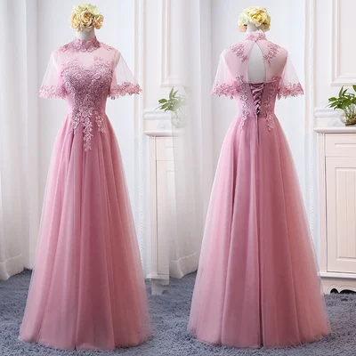 MNZ-9858Z# платье подружки невесты новые зимние рождественские платья средней длины с длинными рукавами г. Бледно-лиловый на шнуровке для девочек - Цвет: 821A