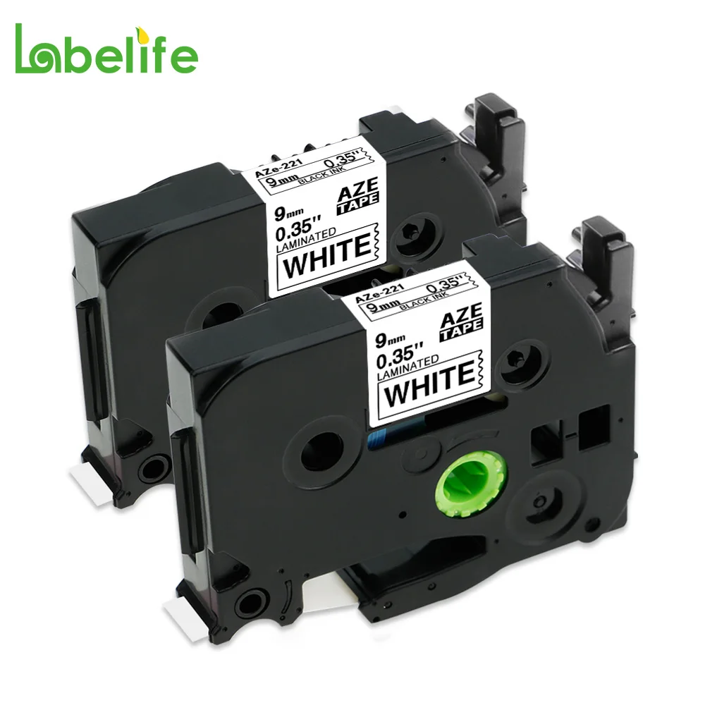 

Labelife 2 Pack 9mm*8m TZe-221 Compatible for Brother P-Touch Laminated Label Tape Cartridge 9mm Black on White for Label Maker