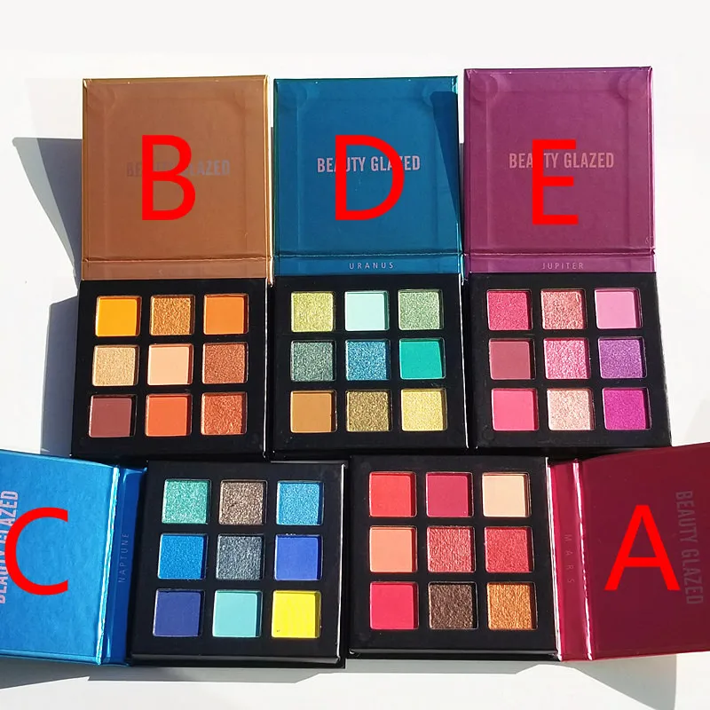 5pcs A to E Красивые глазурованные высококачественные палетки для теней для век, набор для макияжа, матовые блестки, мерцающие пигментные тени для век, косметический набор TSLM1 - Цвет: 5pcs A to E