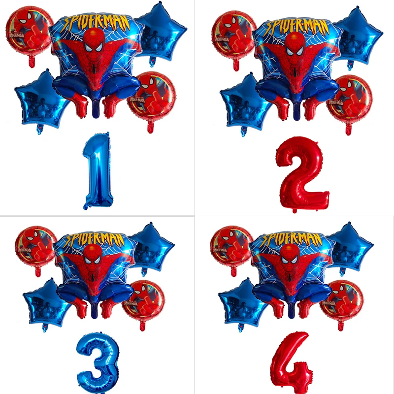 

Spiderman Theme Balloon Suit 32 Inch Number 18 Inch Five-pointed Star Spider Man Combo Set Birthday Party Decoration Balloon