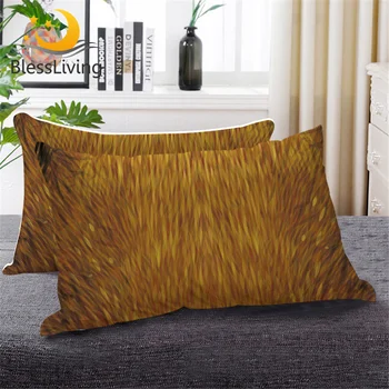 BlessLiving Brown Hair Sleeping Throw Pillow Vivid Colored Down Alternative Body Pillow 50x75cm Animal Tiger Fur Bedding 1pc 1