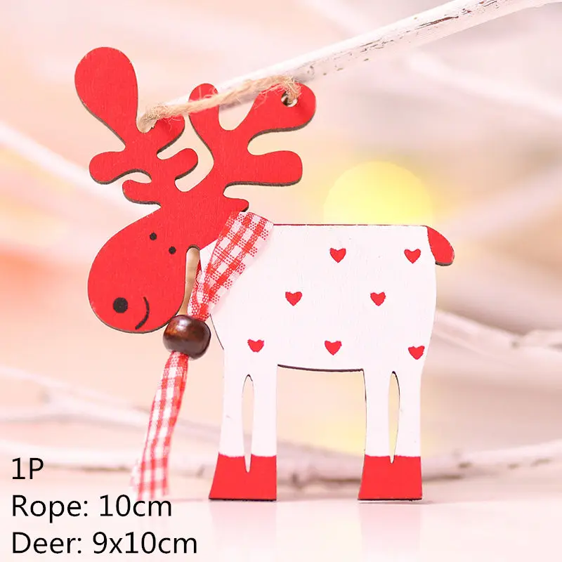 Multi Style Christmas Wooden Pendant Creative Wood Craft Ornaments DIY Chriatmas Tree Hanging Decoration Xmas Gift Supplies - Цвет: 1P-378-B05