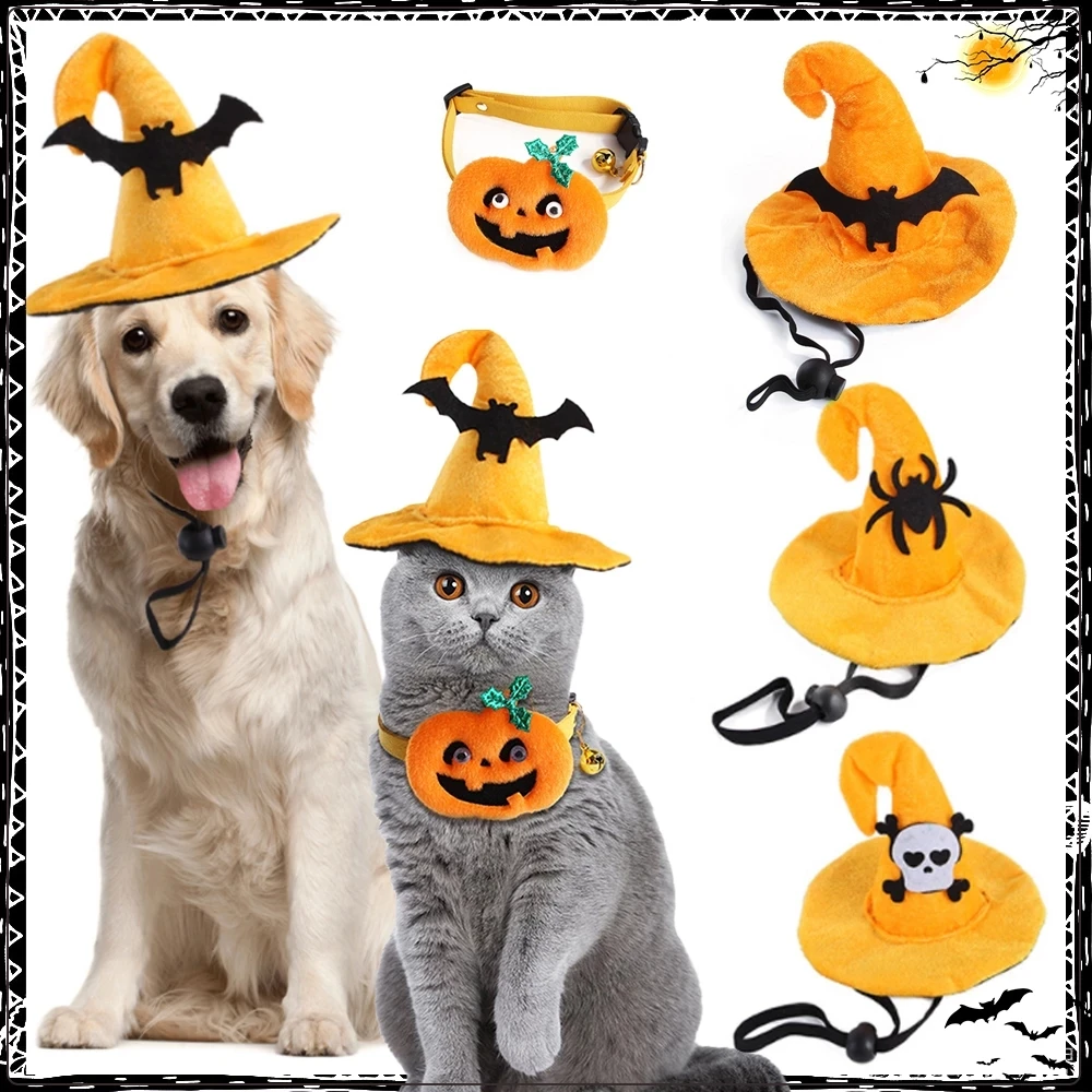 

Ошейник для собак, Хэллоуин, шляпа ведьмы для домашних животных, собака, кошка, смешные аксессуары для костюмированной вечеринки