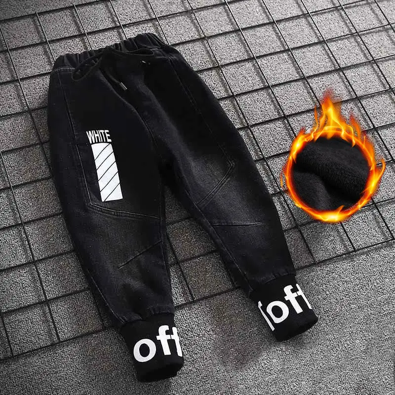 Зимние джинсы для мальчиков Плотные Теплые детские брюки Джинсовые детей