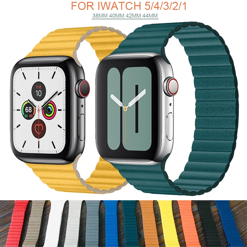 

Magnetic Leather Loop Strap for Apple Watch SE 4 3 38mm 42mm Bands Bracelet for IWatch Series 6 5 44/40mm Watchband Accessories