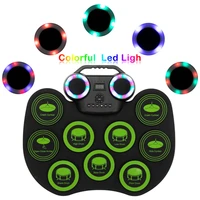 9 pads electronic drum set portable drum bluetooth practice drum pad drum kit with built in dual speakers and headphone jack fo