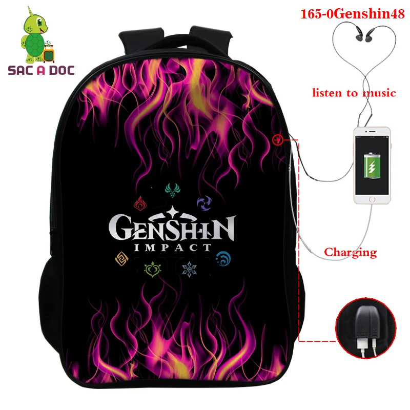 

Genshin Impact Game Backpack Bags Men Women Teenage Boys Girls Schoolbags Anime Cartoon Backpacks Cartoon 3D Print Funny Bags