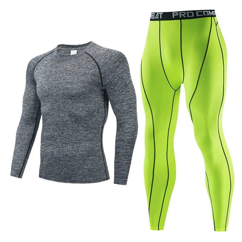 

Dry Fit Mens Training Sportswear Set Gym Fitness Compression Sport Suit Jogging Tight Sports Wear Clothes Run Cycling Base layer