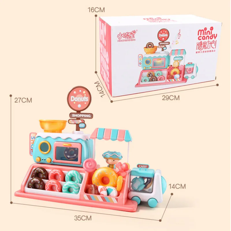 

Children's Donut Toy Candy Ice Cream Cart Supermarket Sound and Light Oven Girl Boy Kitchen Play House Set Toy for Girls