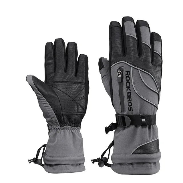 S133 Gray ROCKBROS Зимние флисовые теплые перчатки для езды на велосипеде-40 градусов ветрозащитные водонепроницаемые лыжные снегоходы велосипедные перчатки - Цвет: S133 Gray