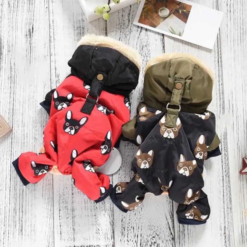

Winter Warm Puppy Dog Coats Cute Dog Printed Fleece Padded Pet Clothes Apparel For Chihuahua Poodles French Bulldog Small Dog
