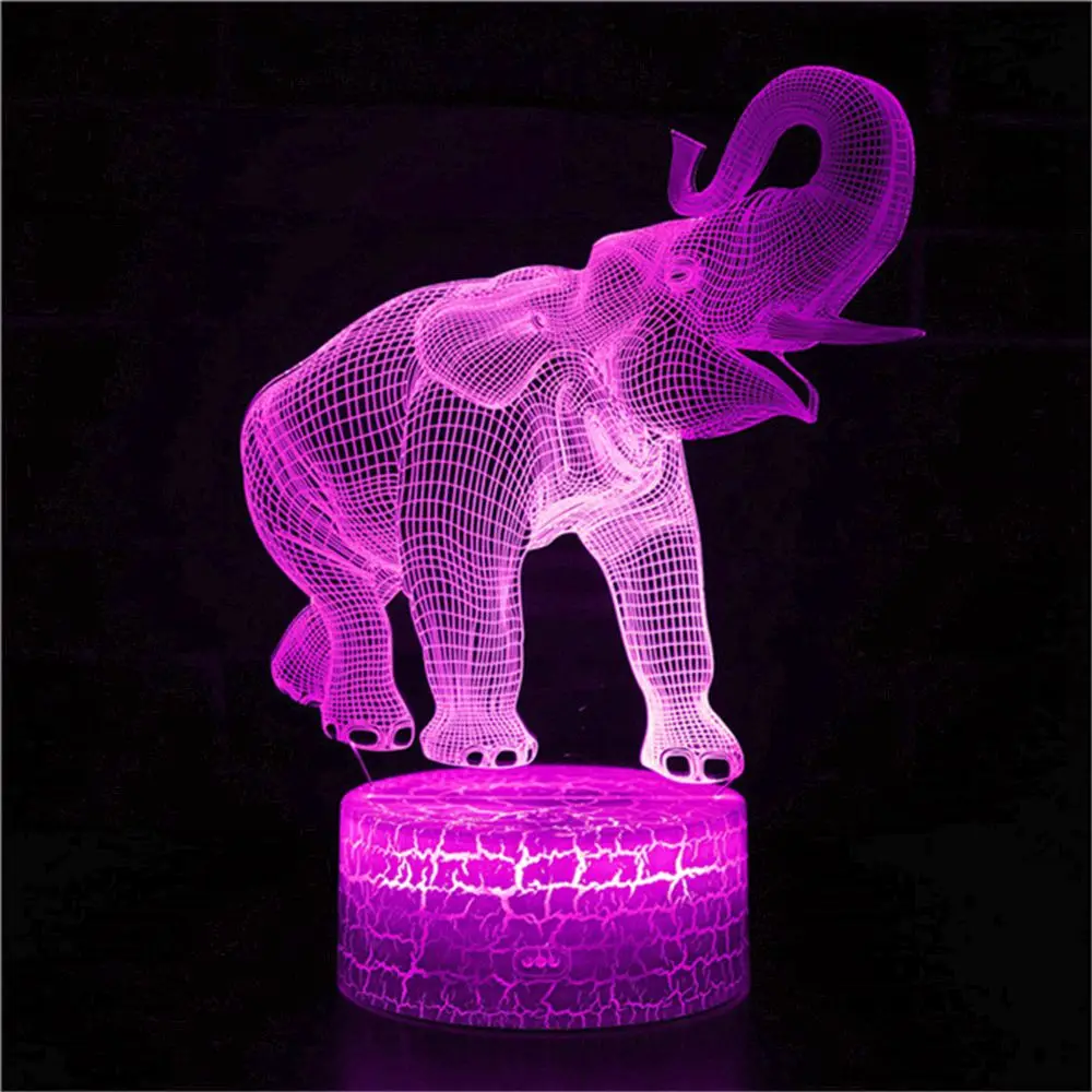 

Elephant Shape Touch or Remote Night Lamp 3D LED IllusionTable Lamp Night Light with Animal 16 Color Change Effect New year Gift