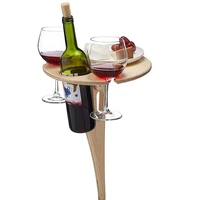 outdoor foldable beach wooden wine table with mini round desktop travel picnic camping equipment easy carrying low wine rack