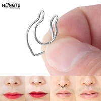 1 6pcs v shaped fake piercing fake nose ring non pierced septum rings clip surgical steel nose piercing jewelry for women men