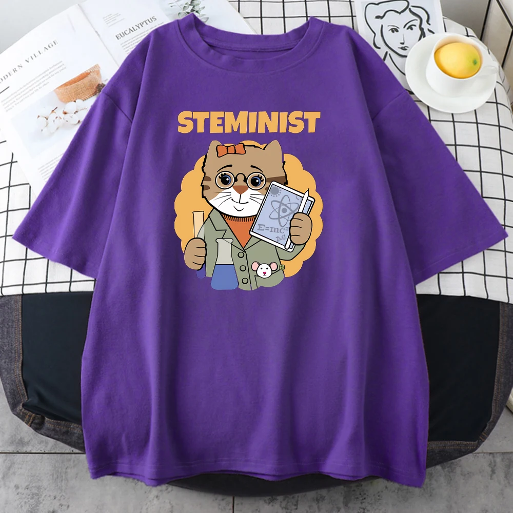 

Бесплатная доставка, футболка с принтом Steminist, женская летняя свободная уличная одежда, повседневная футболка в стиле аниме, простая футбол...