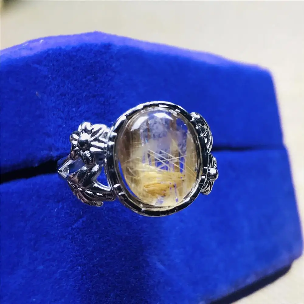 13 мм топ из натурального золота Рутиловый Кварц Кольцо для женщин леди мужчин