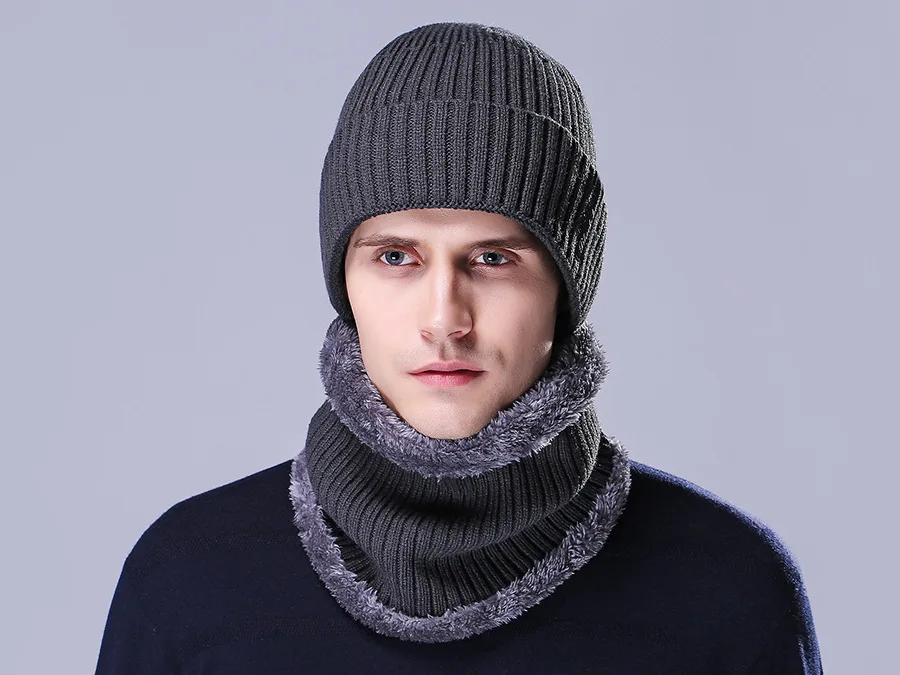 Зимние шапки для мужчин шарф вязанные шапки кепки маска Warm капот Теплые Мешковатые зимние шапки для мужчин женщин Skullies Beanies шапки