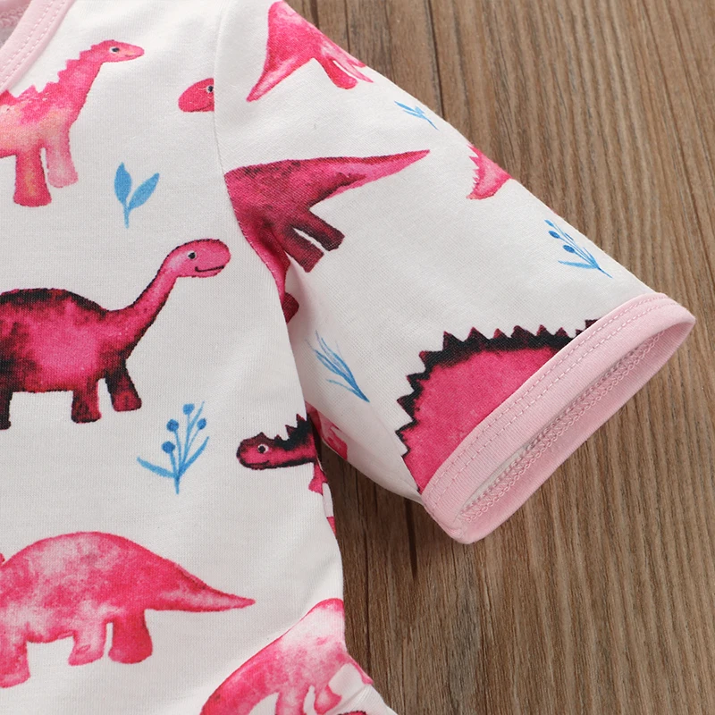 

Infant Girls Summer Dinosaur Printed Dress Casual Short Sleeve Princess Dresses for Baby Children Kids Clothes 2-7Y