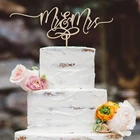 Персонализированные Mr  Mrs свадебный торт Топпер вечерние декор для свадьбы юбилей деревенское романтическое Зеркало Золото дерево акрил торт поставка